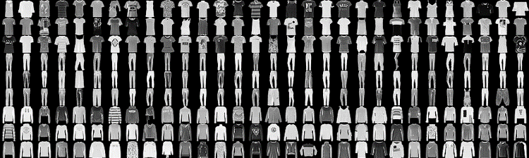 A sample of images from the fashion-mnist dataset.