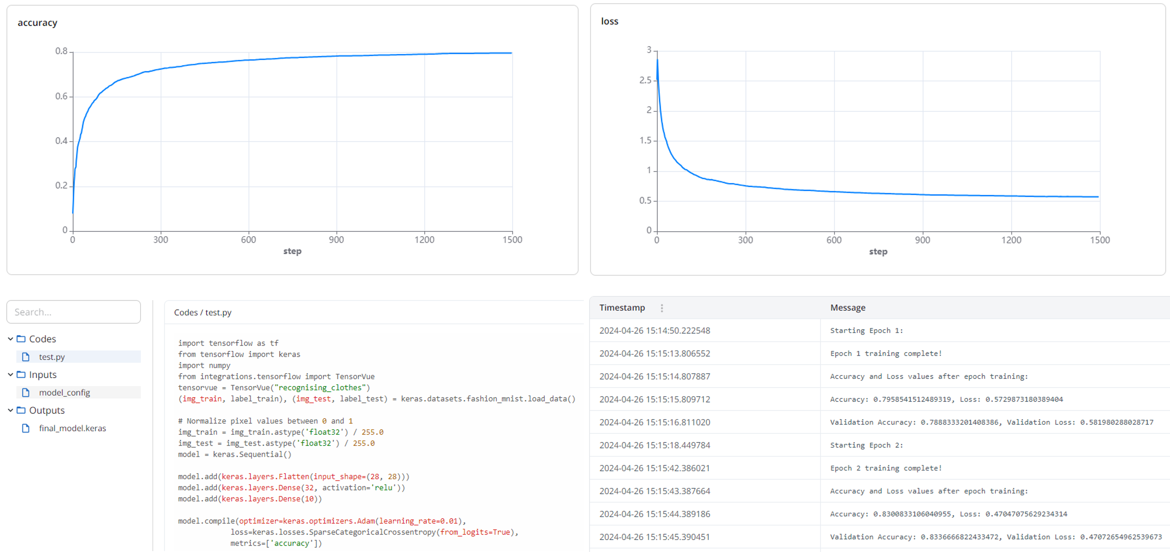 Examples of the kind of information stored by Simvue by default.